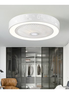 Modern minimalist white painted iron ceiling fan light cryst