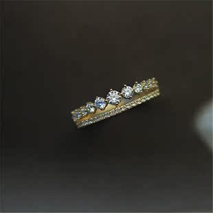 925 Sterling Silver Japanese Simple Double Row Pav&eacut