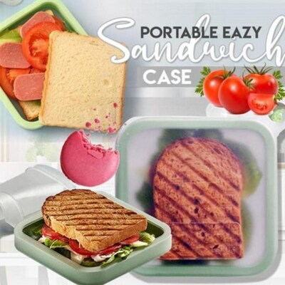 Silicone Sandwich Case Portable Reusable Lunch Box Transpare