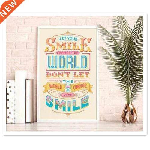 Let your smile change the world cross stitch kit word carto