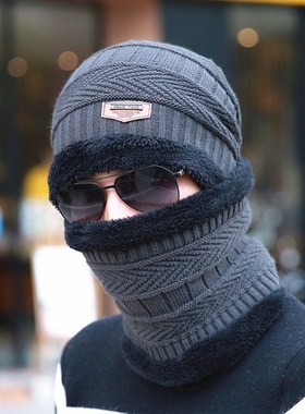 Coral Fleece Winter Hat Beanies Men's Hat Scarf Warm Bre