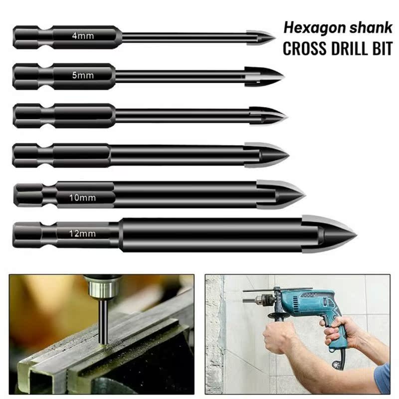 4/5/6/8/10/12mm Glass Core Drill Bit Hex Hexagonal Shank Cro