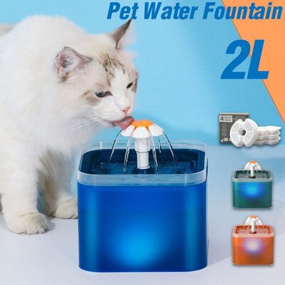 Automatic Cat Water Fountain Filter Indoor LED Drinker for C