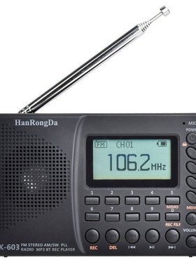 HRD-603 Portable Radio AM/FM/SW/BT/TF Pocket Radio USB MP3 D