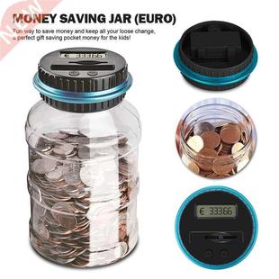 Electronic Digital Counting Coin Bank Money Saving Box Jar L