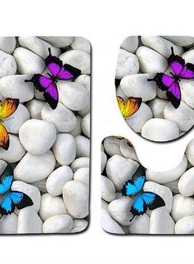 kstn88 1 Set Bathroom Non-Slip Pedestal Rug   Lid Toilet