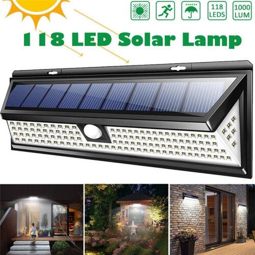 118 LED 1000LM Waterproof PIR Motion Sensor Solar Garden Lig