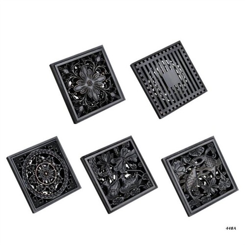 Black Brass Square Floor Drain Invisible Drain Strainer Squa