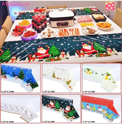 1pc 54*108inch New Year Christmas Tablecloth Xmas Tree Snowm