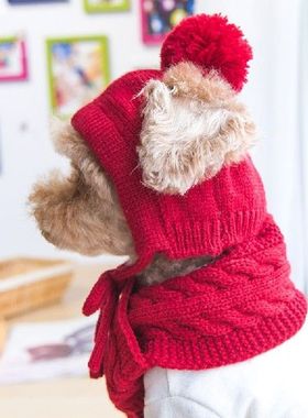 New  Pet Hats Scarf Winter Grooming Accessories Sets Red