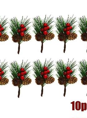 Christmas Artificial Flower Red Berry And Pine Cone with