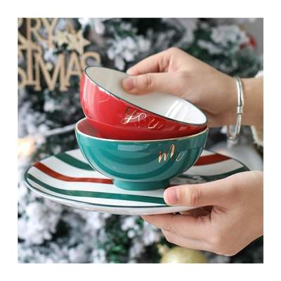 Ceramic plates and bowls set Coffee mug christmas plates