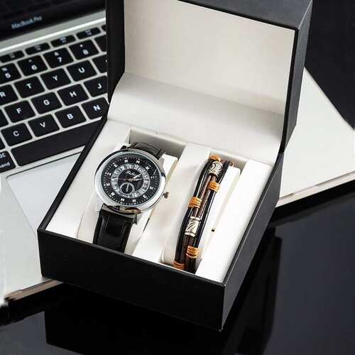 Men's quartz watch gift box, birthday gift set, 2-pi
