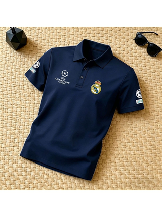 2627 Champions League New Real Madrid Sports Polo Shirt Summer Outdoor Football Training Uniform Quick-Drying Breathable Lapel Short-Sleeved