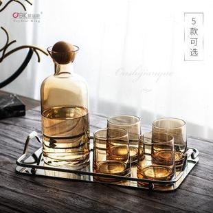 家用客厅凉水瓶耐热凉白开水杯子创意玻璃高温 北欧丹麦冷水壶套装