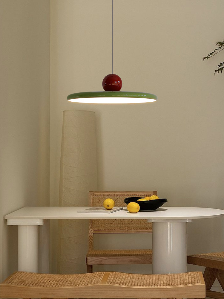 奥朵红色飞碟复古吊灯餐厅灯简约现代餐桌主灯设计师卧室吧台灯具