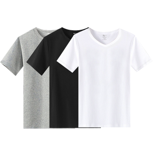 七匹狼纯棉短袖男全棉T恤衫V领打底t内衣宽松老头衫小白T透气汗衫