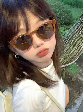 韩版条纹茶色偏光猫眼墨镜