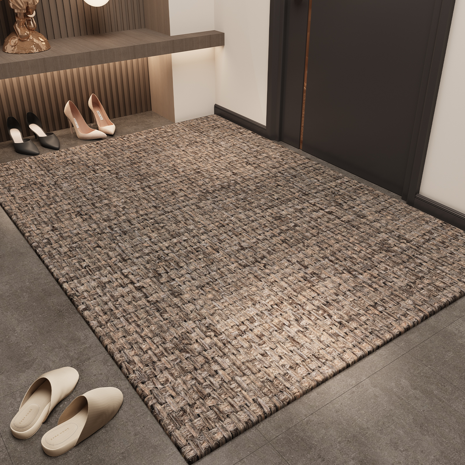 门垫轻奢脚垫门口耐脏防滑纯色入户进门地毯家用高级入户门地垫