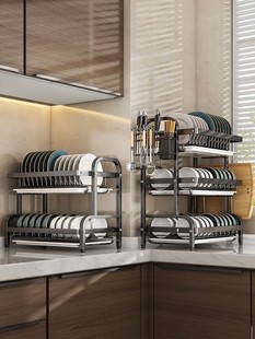 厨房置物架简约碗碟碗盘收纳架碗架沥水架碗筷收纳盒家用放碗神器