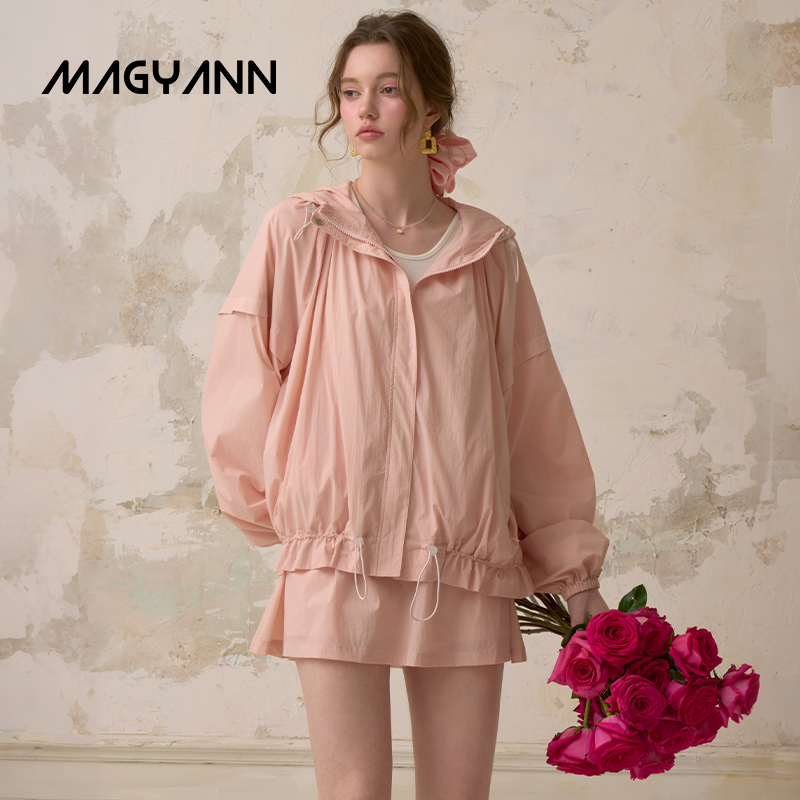 【花苞少女】Magyann设计师原创2025夏休闲宽松连帽抽绳上衣外套