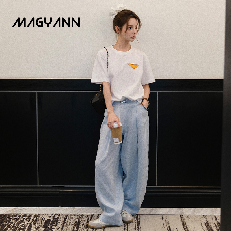 【清雾】Magyann设计师原创2025夏松紧腰休闲扣袢随行裤阔腿长裤
