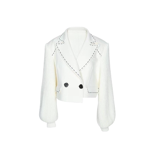 【白色恋歌】Magyann设计师原创冬季新品撞色拱针双面呢大衣短款