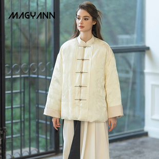 气质鹅绒圆领盘扣羽绒服 Magyann2025冬设计师原创新中式 容华