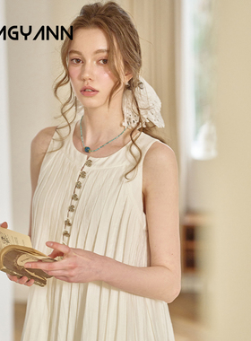 【声声慢】Magyann设计师原创2025夏简约气质压褶裙摆上衣无袖女