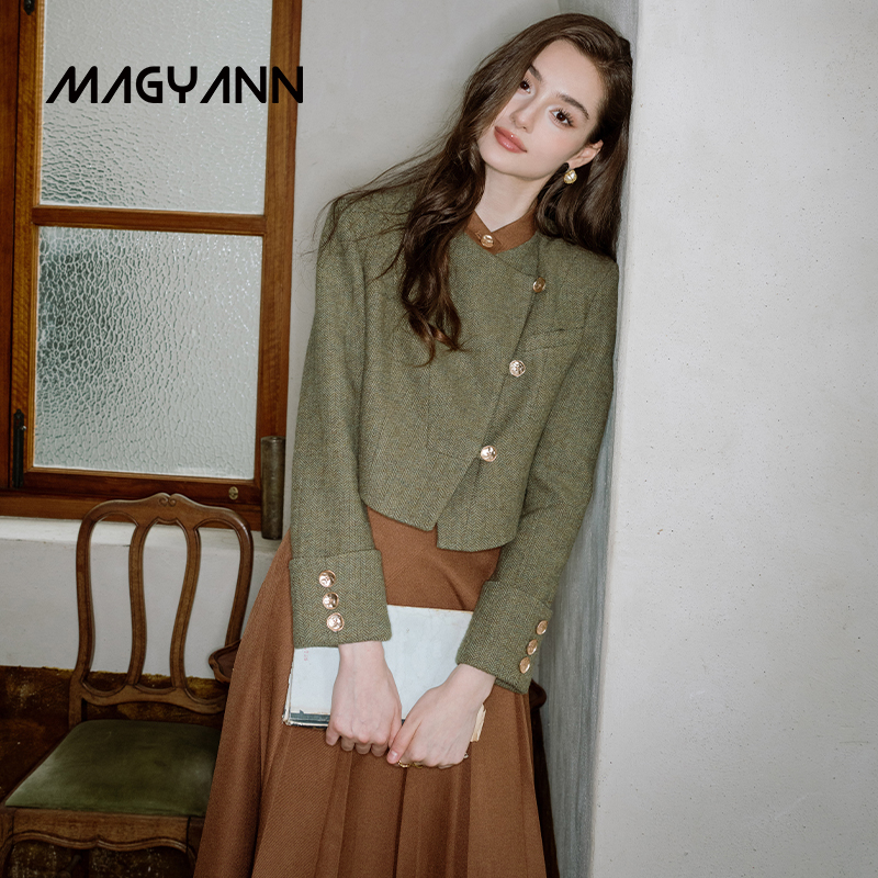 秋冬短外套原创设计新品上衣复古