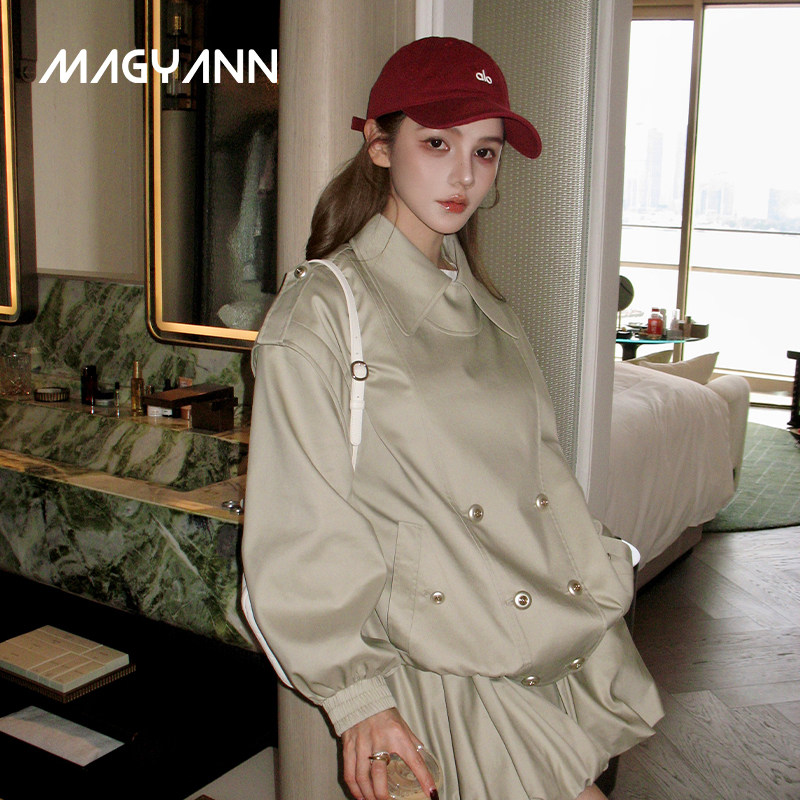 【松萝】Magyann2026夏设计师原创简约肩章翻领夹克短款风衣外套