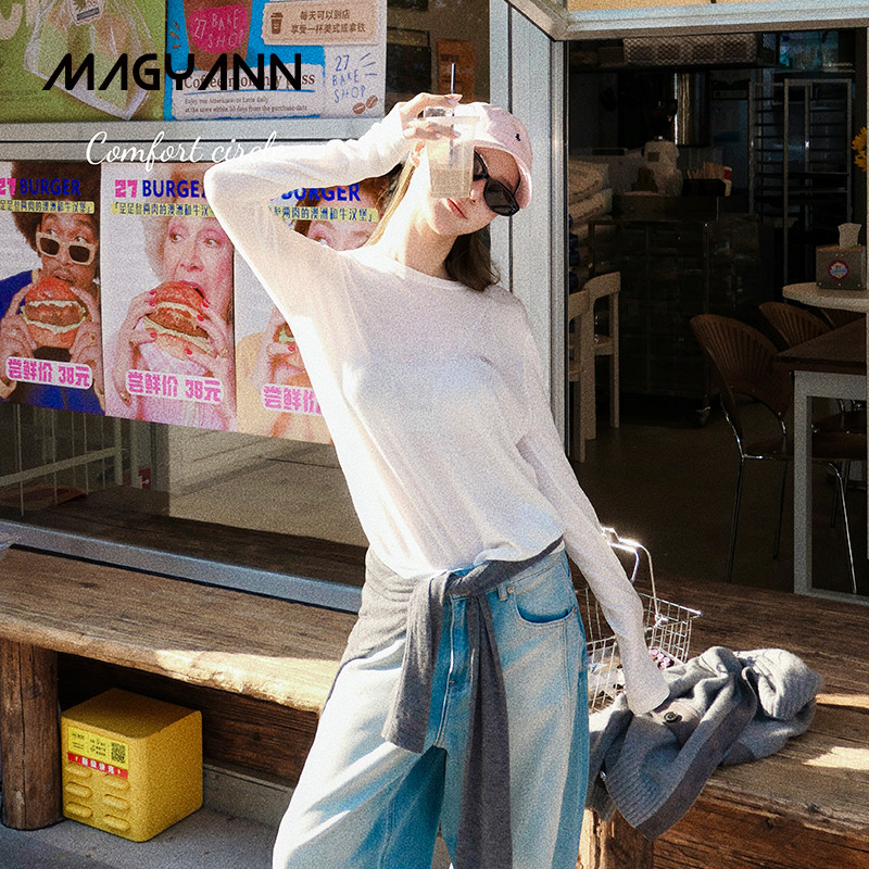 【蝴蝶针织】Magyann羊毛混纺刺绣logo基础打底衫2026秋休闲通勤