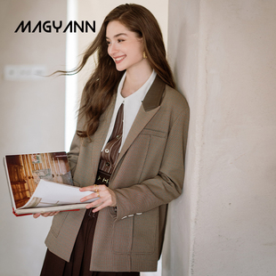 【南屏记】Magyann2025冬原创文艺复古设计感暗门襟撞色休闲西装