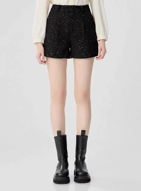 阿玛施专柜正品2025春装新款百搭高腰亮片小香风短裤女1100529