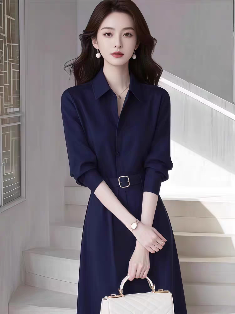 阿玛施同款新款202夏季法式名媛高端女神范轻奢高级感衬衫连衣裙