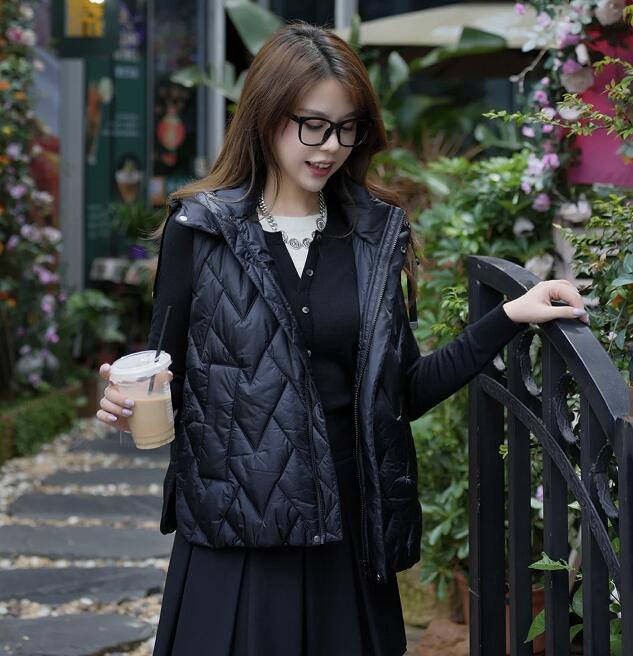 【商场同款】阿玛施秋冬新款宽松保暖棉服连帽马甲外套女5400747