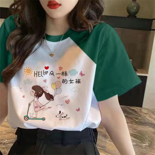 纯棉宽松短袖T恤女显瘦百搭