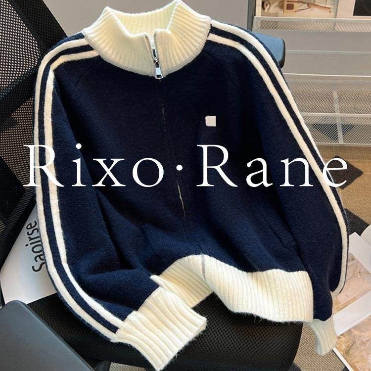 法国Rixo Rane 宝藏推荐?撞色条纹棒球服外套女拼接拉链毛衣上衣,女装/女士精品,大码内搭,淘宝优惠券,粉丝福利购,淘宝优惠卷