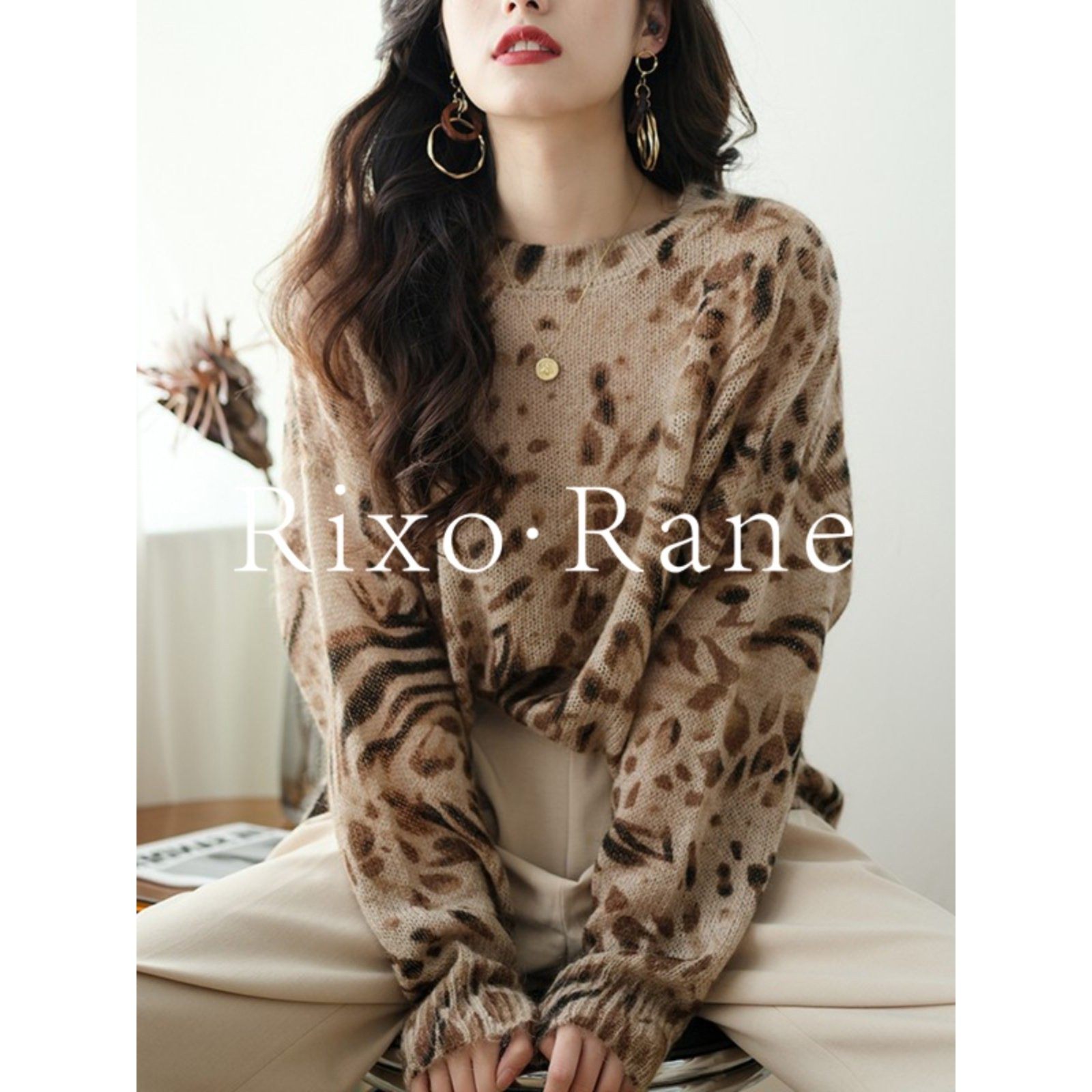 法国Rixo Rane 尽显美感⭐覆古港风豹纹毛衣女宽松慵懒风别致上衣,女装/女士精品,大码内搭,淘宝优惠券,粉丝福利购,淘宝优惠卷