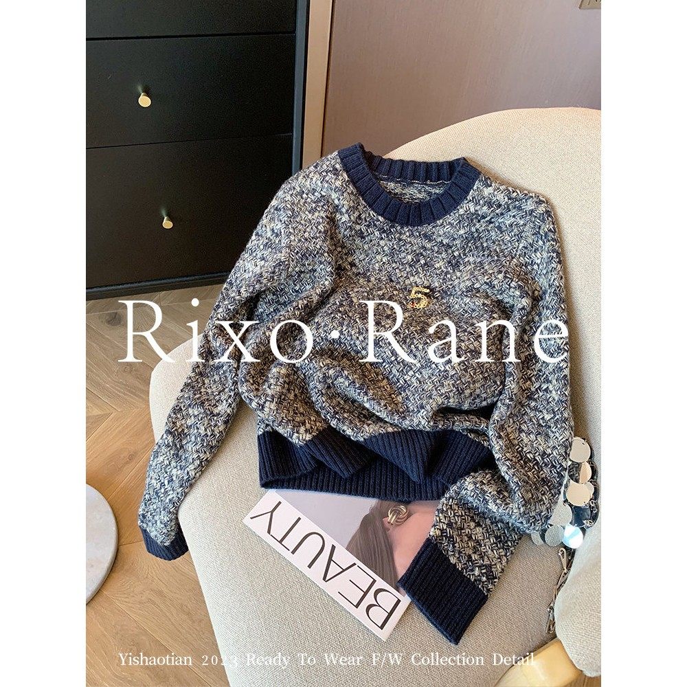 法国RixoRane小众高颜⭐小香风粗花呢圆领毛衣女显瘦气质针织上衣,女装/女士精品,大码内搭,淘宝优惠券,粉丝福利购,淘宝优惠卷