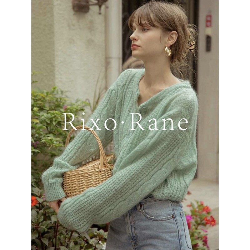 法国Rixo Rane ?森系马海毛针织开衫女法式复古绿色麻花毛衣外套,女装/女士精品,大码内搭,淘宝优惠券,粉丝福利购,淘宝优惠卷