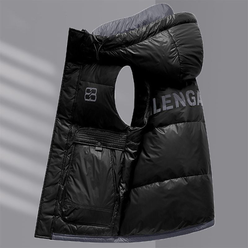 IT ins潮牌羽绒服马甲男士春秋白鸭绒字母印花防风连帽背心外套,男装,羽绒马甲,淘宝优惠券,粉丝福利购,淘宝优惠卷