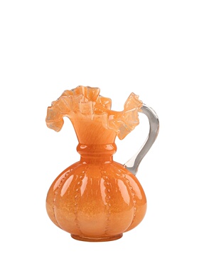 法式中古原色花边芬顿琉璃玻璃花瓶样板房客厅家居摆件轻奢工艺品