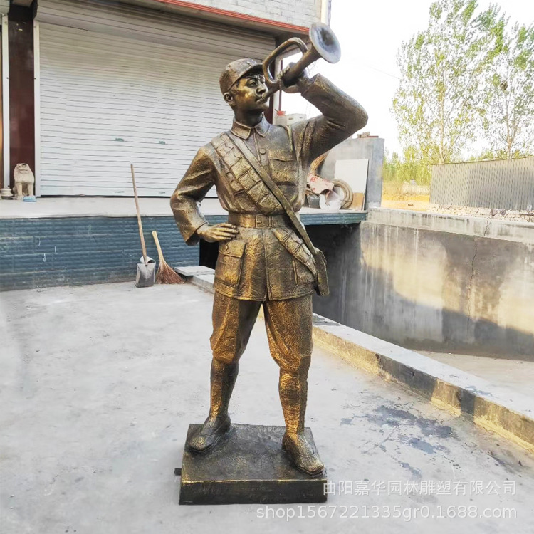 红军雕塑八路军革命雕像玻璃钢仿铜人物摆件户外公园林广场装饰品