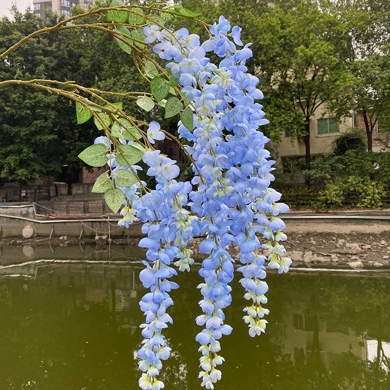仿真阿勃勒巨型紫藤花长枝塑料假花绢花室内客厅垂吊花藤拍照装饰