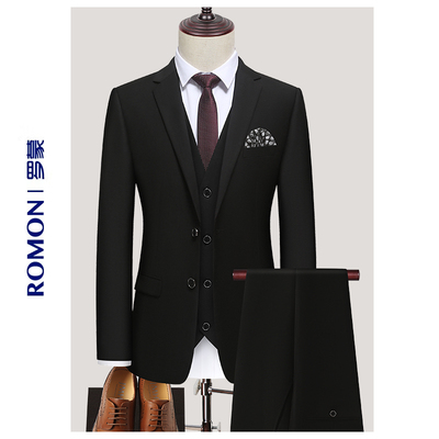 罗蒙西服套装男士韩版修身外套新郎结婚礼服商务职业正装小西装男