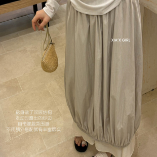 XIA夏夏-双层拼接设计简约百搭蓬蓬长裙遮肉显瘦半身裙WGSK72259