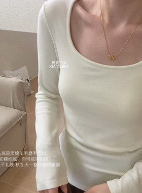XIA夏夏-镂空交叉设计美背带胸垫保暖衣打底衫(含3绵羊毛)SZ04735