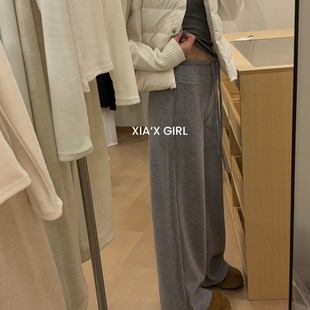 XIA夏夏-阔腿裤女加绒保暖直筒宽松抽绳高腰休闲裤HS22533-2MY-D