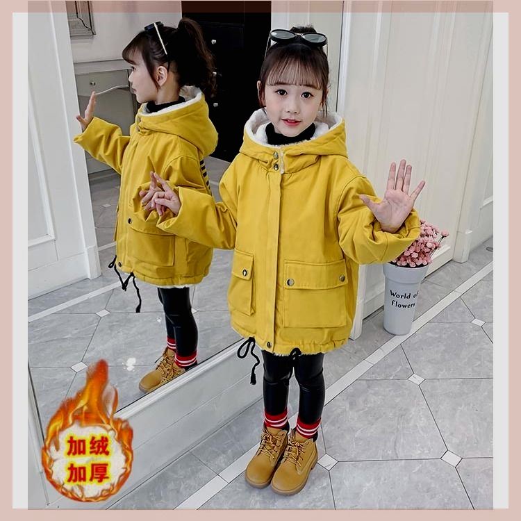 女童棉衣冬装2024新款中大儿童洋气加绒加厚外套冬季小女孩棉服潮